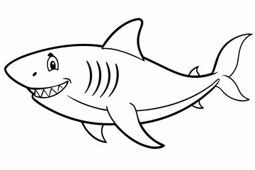 Funny Shark Vector Illustration, Cartoons, Clipart, and Line Art Design on White Background, Cute and funny shark illustration in vector, cartoon, clipart, and line art design on white background.