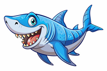 Funny Shark Vector Illustration, Cartoons, Clipart, and Line Art Design on White Background, Cute and funny shark illustration in vector, cartoon, clipart, and line art design on white background.