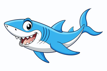 Funny Shark Vector Illustration, Cartoons, Clipart, and Line Art Design on White Background, Cute and funny shark illustration in vector, cartoon, clipart, and line art design on white background.