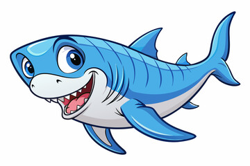 Funny Shark Vector Illustration, Cartoons, Clipart, and Line Art Design on White Background, Cute and funny shark illustration in vector, cartoon, clipart, and line art design on white background.
