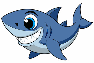 Funny Shark Vector Illustration, Cartoons, Clipart, and Line Art Design on White Background, Cute and funny shark illustration in vector, cartoon, clipart, and line art design on white background.