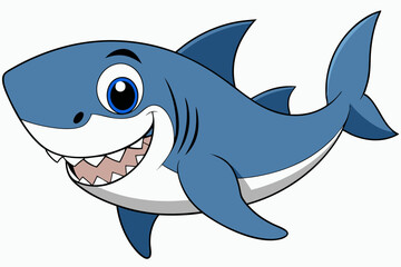 Funny Shark Vector Illustration, Cartoons, Clipart, and Line Art Design on White Background, Cute and funny shark illustration in vector, cartoon, clipart, and line art design on white background.
