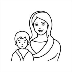 Minimalist A hastily drawn mom and kid