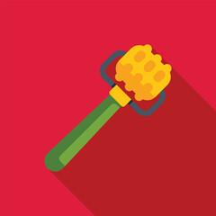Cleaning brush icon in flat style with long shadow, representing household chores and cleaning supplies
