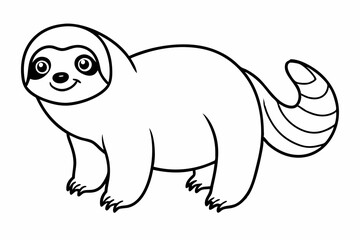 Funny Sloth Vector Illustration Cartoon Clipart Line Art Design, Funny sloth illustration with white background, perfect for vector, cartoon, clipart, and line art designs