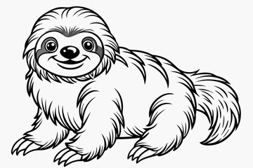 Funny Sloth Vector Illustration Cartoon Clipart Line Art Design, Funny sloth illustration with white background, perfect for vector, cartoon, clipart, and line art designs