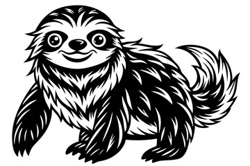Funny Sloth Vector Illustration Cartoon Clipart Line Art Design, Funny sloth illustration with white background, perfect for vector, cartoon, clipart, and line art designs