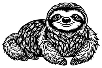 Funny Sloth Vector Illustration Cartoon Clipart Line Art Design, Funny sloth illustration with white background, perfect for vector, cartoon, clipart, and line art designs