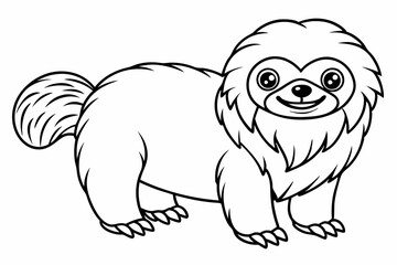 Funny Sloth Vector Illustration Cartoon Clipart Line Art Design, Funny sloth illustration with white background, perfect for vector, cartoon, clipart, and line art designs