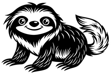 Funny Sloth Vector Illustration Cartoon Clipart Line Art Design, Funny sloth illustration with white background, perfect for vector, cartoon, clipart, and line art designs