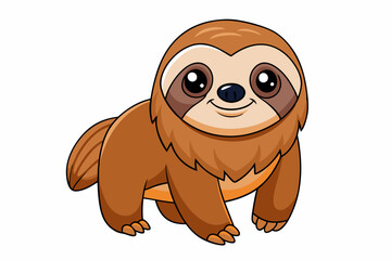 Funny Sloth Vector Illustration Cartoon Clipart Line Art Design, Funny sloth illustration with white background, perfect for vector, cartoon, clipart, and line art designs