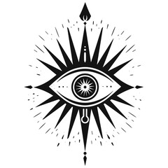 Flat Vector Logo of a Mystical Eye - Tattoo Idea