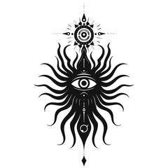 Mystical Eye Symbol, Flat Vector Art for Tattoos.