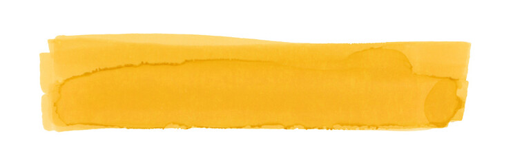 Hand drawn sketch hatching line smear stroke. Felt-tip pen, watercolor marker texture stain isolated on white background. Yellow, orange color.