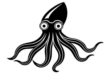 Funny Squid Vector Illustration with White Background Cartoons, Clipart, and Line Art Design, Funny squid vector with white background: cartoon, clipart, and line art design