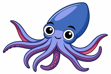 Funny Squid Vector Illustration with White Background Cartoons, Clipart, and Line Art Design, Funny squid vector with white background: cartoon, clipart, and line art design