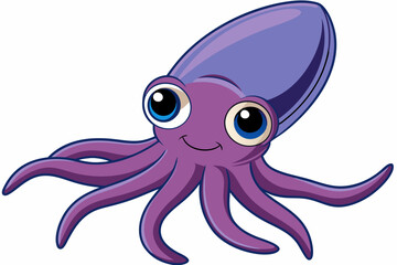 Funny Squid Vector Illustration with White Background Cartoons, Clipart, and Line Art Design, Funny squid vector with white background: cartoon, clipart, and line art design