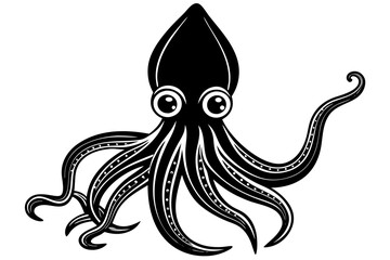 Funny Squid Vector Illustration with White Background Cartoons, Clipart, and Line Art Design, Funny squid vector with white background: cartoon, clipart, and line art design