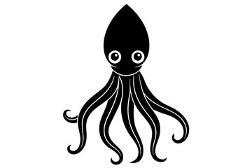 Funny Squid Vector Illustration with White Background Cartoons, Clipart, and Line Art Design, Funny squid vector with white background: cartoon, clipart, and line art design