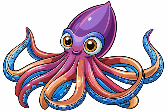recommend clip art: Funny Squid Vector Illustration with White Background Cartoons, Clipart, and Line Art Design, Funny squid vector with white background: cartoon, clipart, and line art design