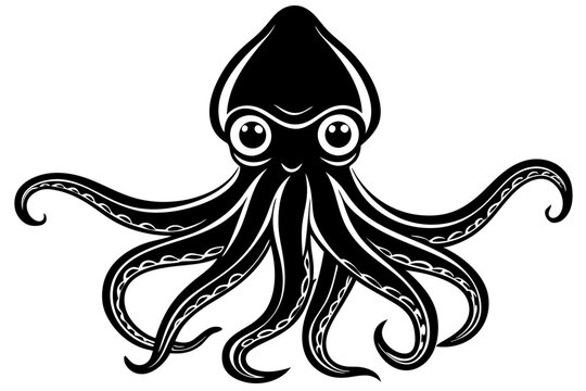 recommend clip art: Funny Squid Vector Illustration with White Background Cartoons, Clipart, and Line Art Design, Funny squid vector with white background: cartoon, clipart, and line art design