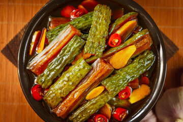 Sweet and sour cucumber strips, a local specialty of Northeast China