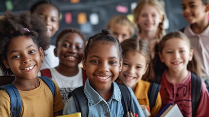 Young learners in elementary school, kids are radiating positivity for the new academic year, the importance of education in fostering an inclusive community of eager and motivated students