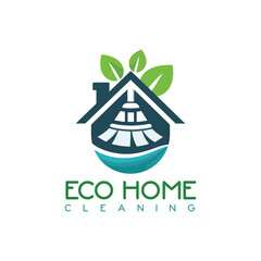 Fototapeta premium home cleaning logo, house cleaning service logo, real estate cleaning service, eco home cleaning, eco wash, residential cleaning service logo 