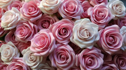 Fototapeta premium Cluster of Pink and White Paper Flowers