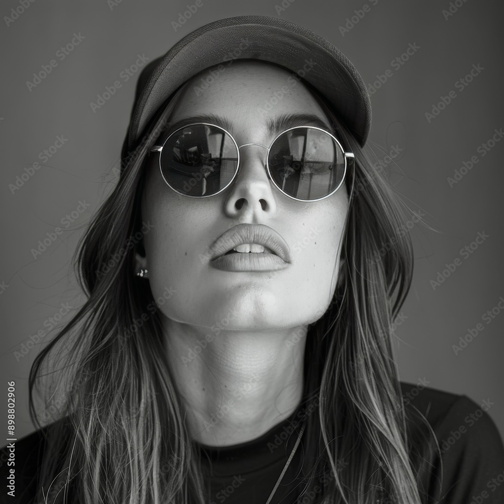 Wall mural Woman Wearing Sunglasses and Hat