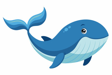 Funny Whale Vector Illustration, Cartoon Clipart And Line Art Design, Funny whale vector illustration with white background, ideal for cartoons and clipart