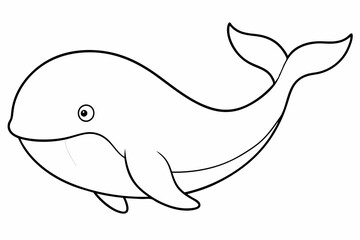 Funny Whale Vector Illustration, Cartoon Clipart And Line Art Design, Funny whale vector illustration with white background, ideal for cartoons and clipart