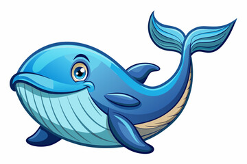 Funny Whale Vector Illustration, Cartoon Clipart And Line Art Design, Funny whale vector illustration with white background, ideal for cartoons and clipart