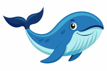 Funny Whale Vector Illustration, Cartoon Clipart And Line Art Design, Funny whale vector illustration with white background, ideal for cartoons and clipart