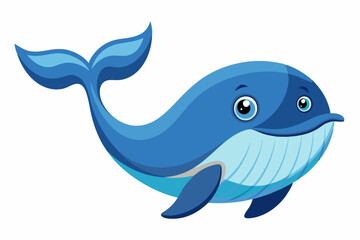 Funny Whale Vector Illustration, Cartoon Clipart And Line Art Design, Funny whale vector illustration with white background, ideal for cartoons and clipart