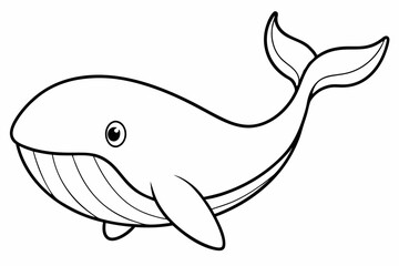 Funny Whale Vector Illustration, Cartoon Clipart And Line Art Design, Funny whale vector illustration with white background, ideal for cartoons and clipart