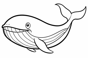 Funny Whale Vector Illustration, Cartoon Clipart And Line Art Design, Funny whale vector illustration with white background, ideal for cartoons and clipart