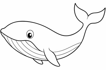 Funny Whale Vector Illustration, Cartoon Clipart And Line Art Design, Funny whale vector illustration with white background, ideal for cartoons and clipart