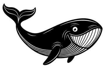 Funny Whale Vector Illustration, Cartoon Clipart And Line Art Design, Funny whale vector illustration with white background, ideal for cartoons and clipart