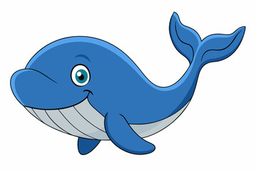 Naklejka premium Funny Whale Vector Illustration, Cartoon Clipart And Line Art Design, Funny whale vector illustration with white background, ideal for cartoons and clipart