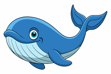 Naklejka premium Funny Whale Vector Illustration, Cartoon Clipart And Line Art Design, Funny whale vector illustration with white background, ideal for cartoons and clipart