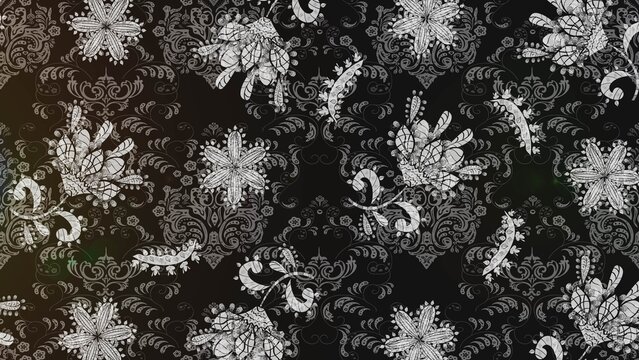 baroque floral seamless pattern in gold over colors