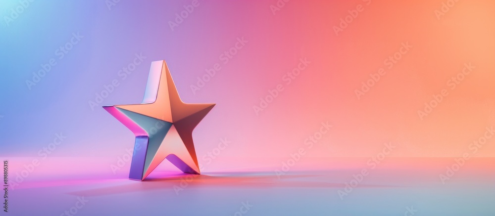 Sticker golden star on gradient background