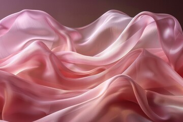 Fototapeta premium Close-up of flowing pink satin fabric with soft, smooth texture