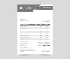 Business invoice form template. clean invoice template vector design. professional invoice design.