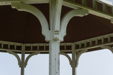 close-up of gazebo structure with sky in the park