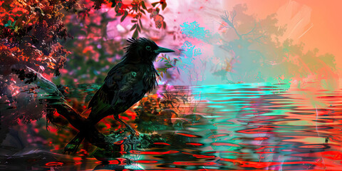 Fototapeta premium Bird Portrait. The Loquacious Lark: Whimsical Words from the Big Talker