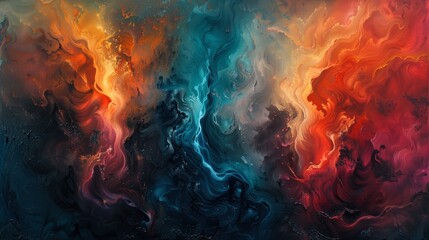 Abstract swirling colors creating dynamic patterns in vibrant tones