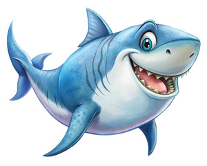 shark cartoon isolated on white