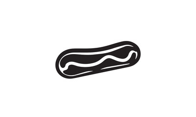 hot dog logo design black simple flat icon on white background